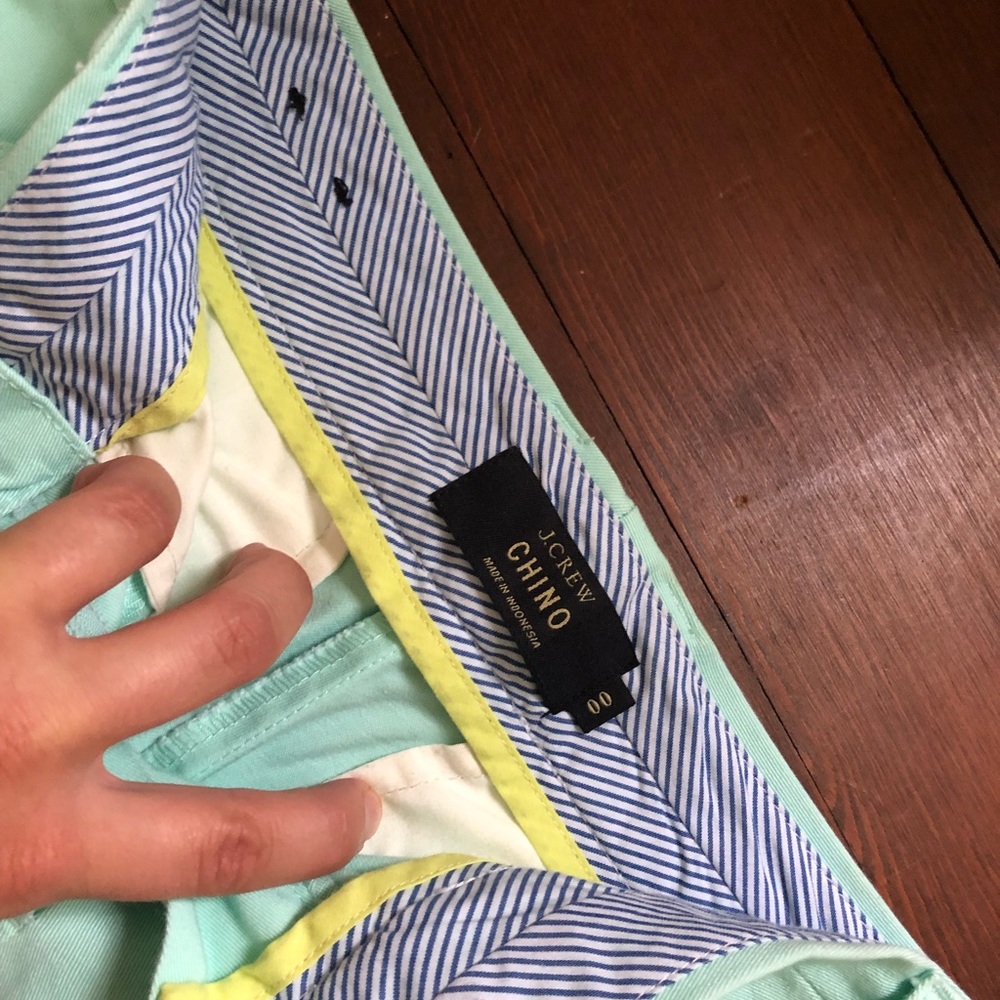 J. Crew chino shorts in mint green